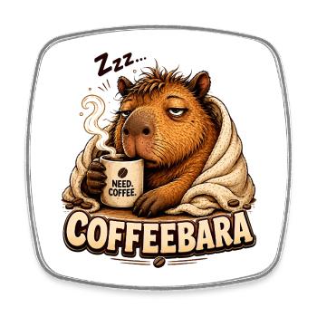 CoffeeBara Capybara - Viereckiger Kühlschrankmagnet - Weiß - Vorne