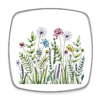Wildflower Meadow Sketch - Square fridge magnet - white - Front