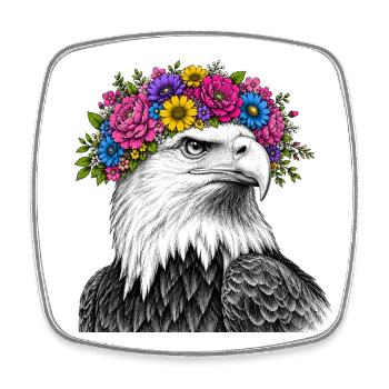 Flower Crown Eagle Portrait - Square fridge magnet - white - Front