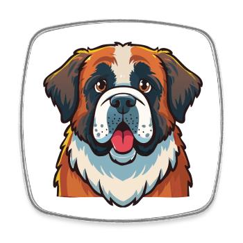 St. Bernard (portrait/comic) - Square fridge magnet - white - Front