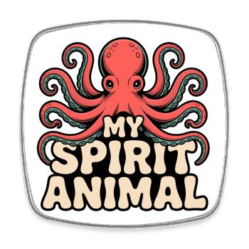 Octopus my spirit - Square fridge magnet - white - Front