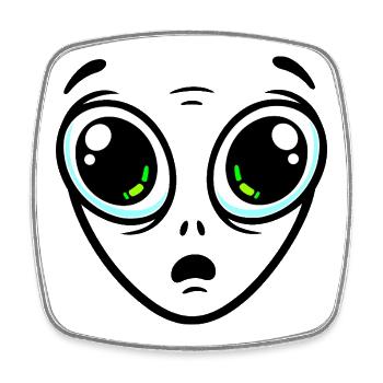Big-eyed alien - Square fridge magnet - white - Front