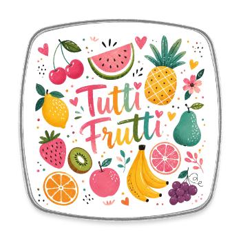 Tutti Frutti Farbexplosion - Viereckiger Kühlschrankmagnet - Weiß - Vorne
