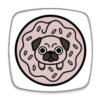 Mops Hund Donut Süßigkeiten - Viereckiger Kühlschrankmagnet - Weiß - Vorne