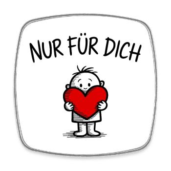 Strichmännchen mit Herz: Nur für dich - Viereckiger Kühlschrankmagnet - Weiß - Vorne