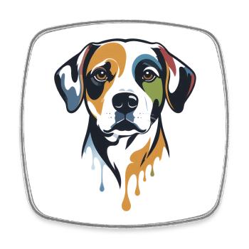 Abstract Dog Portrait - Colorful Soul - Square fridge magnet - white - Front