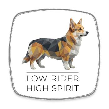 Corgi Low-Poly Art - Small Stature, big spirit - Square fridge magnet - white - Front