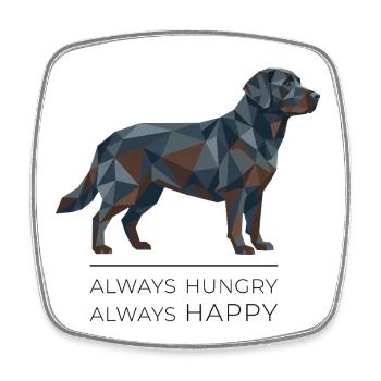 Labrador Low-Poly - Always hungry, always happy - Square fridge magnet - white - Front