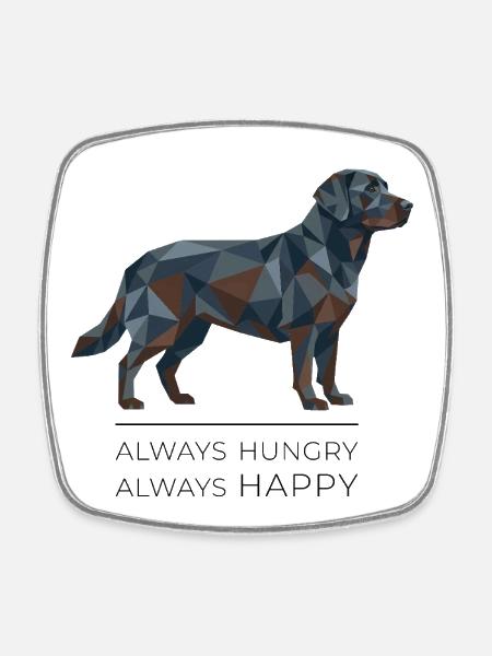 Labrador Low-Poly - Toujours affamé, toujours heureux - Magnet carré - blanc