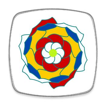 Bunte, kreisförmige Blumenmandala - Viereckiger Kühlschrankmagnet - Weiß - Vorne
