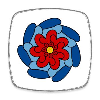 Fleur rouge mandala bleu - Magnet carré - blanc - Devant