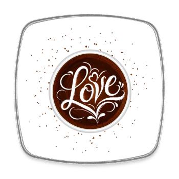 Coffee Love Latte Art Kaffee Design  - Viereckiger Kühlschrankmagnet - Weiß - Vorne