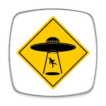 Beware of UFOs - Square fridge magnet - white - Front