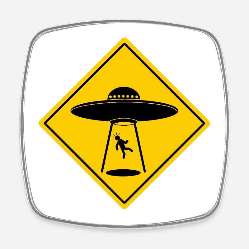 Beware of UFOs - Square fridge magnet - white