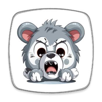 Angry Puppy Cartoon – Animated Aggression - Square fridge magnet - white - Front