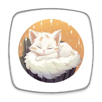 Sleeping cat in a circle - Square fridge magnet - white - Front