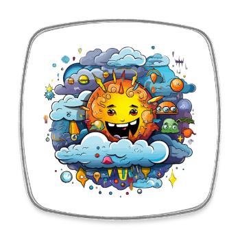 Sun in a sea of clouds - Square fridge magnet - white - Front