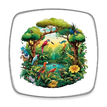 Parade vibrante des oiseaux de la jungle - Magnet carré - blanc - Devant