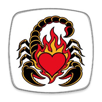 Skorpionherz-in-Flammen-Tattoo-Stil - Viereckiger Kühlschrankmagnet - Weiß - Vorne