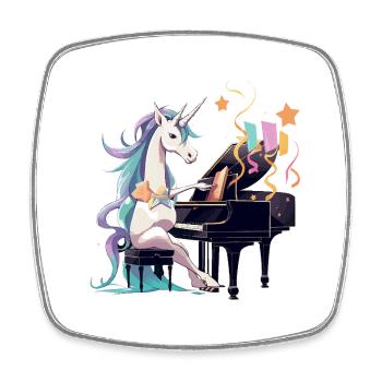Unicorn at the Piano ColorsSymphony - Square fridge magnet - white - Front