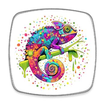 Chameleon Watercolor Fantasy - Square fridge magnet - white - Front