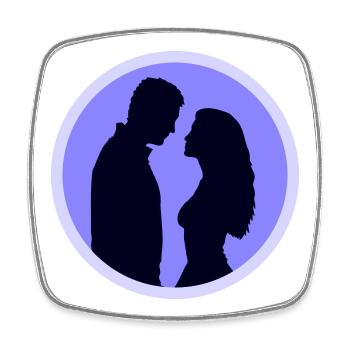 Couple Silhouette Amour Romance Petit ami de la Saint-Valentin - Magnet carré - blanc - Devant