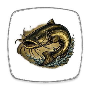 River Beast – Catfish Fury - Square fridge magnet - white - Front