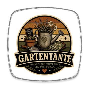 Gartentante Retro - Viereckiger Kühlschrankmagnet - Weiß - Vorne