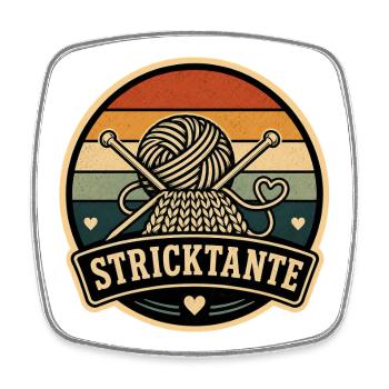 Stricktante Retro - Viereckiger Kühlschrankmagnet - Weiß - Vorne