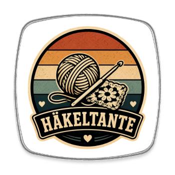 Häkeltante Retro - Viereckiger Kühlschrankmagnet - Weiß - Vorne