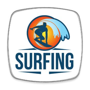 Surfing Retro Wellen Silhouette Sunset - Viereckiger Kühlschrankmagnet - Weiß - Vorne