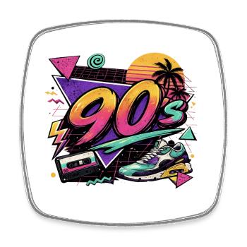 90s Neon Retro Sneaker Design - Square fridge magnet - white - Front