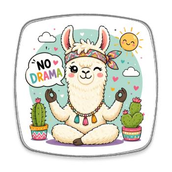 No drama Lama - Square fridge magnet - white - Front