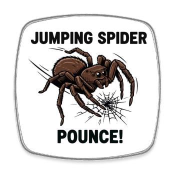 Araignée Sauteuse Pounce Jumping Spider - Magnet carré - blanc - Devant