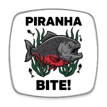 Red Piranha Bite Bite Fish - Square fridge magnet - white - Front