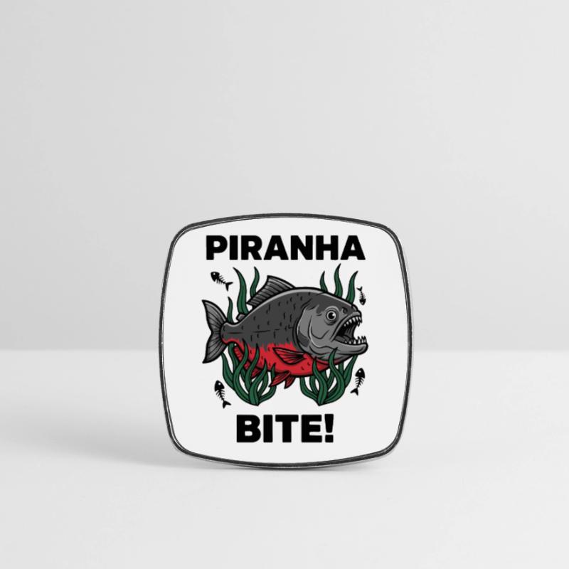 Red Piranha Bite Bite Fish Square fridge magnet