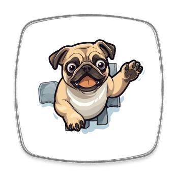 Pug Durchbruch aus Eis - Square fridge magnet - white - Front