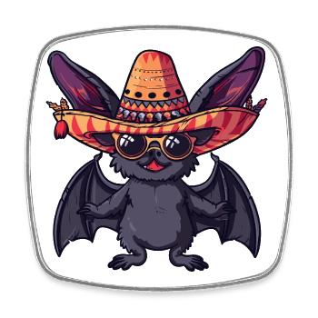 Sombrero Drôle de Chauve-souris - Magnet carré - blanc - Devant