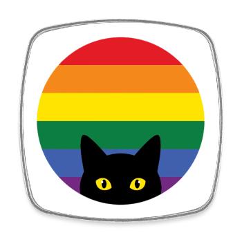 Pride Month LGBT -  Peeking Cat - Square fridge magnet - white - Front