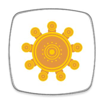 Zentrale orangefarbene Mandala-Sonne - Viereckiger Kühlschrankmagnet - Weiß - Vorne