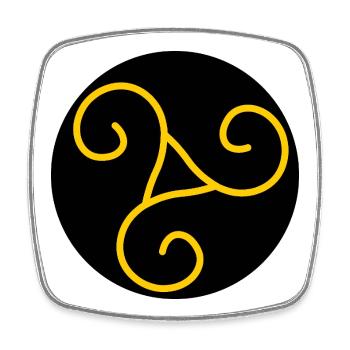 Yellow on Black Triskel Ornament - Square fridge magnet - white - Front