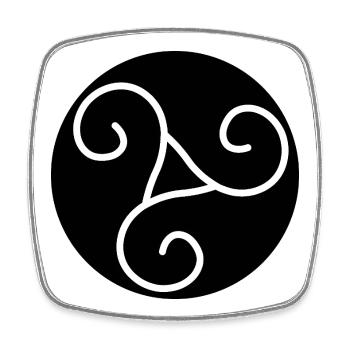White Triskel on Black - Square fridge magnet - white - Front