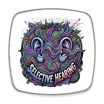selective hearing - Square fridge magnet - white - Front