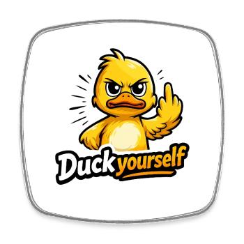 Cheeky duck with attitude - Square fridge magnet - white - Front