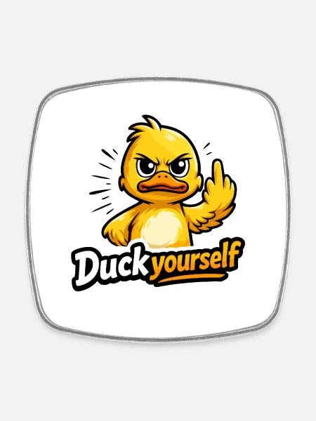 Canard coquin avec de l’attitude - Magnet carré - blanc