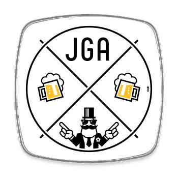 JGA Bräutigam Handzeichen Bier Kreis Symbol POS 2C - Viereckiger Kühlschrankmagnet - Weiß - Vorne