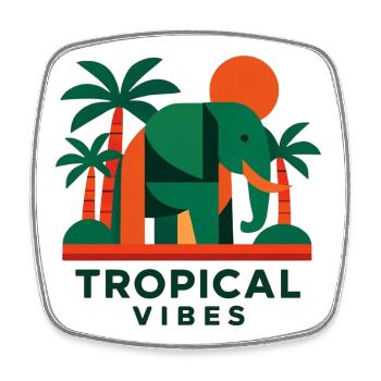 Tropical Elephant - Viereckiger Kühlschrankmagnet - Weiß - Vorne