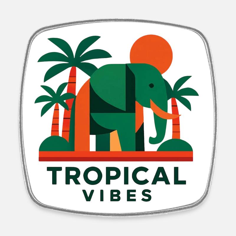 Éléphant tropical - Magnet carré - blanc