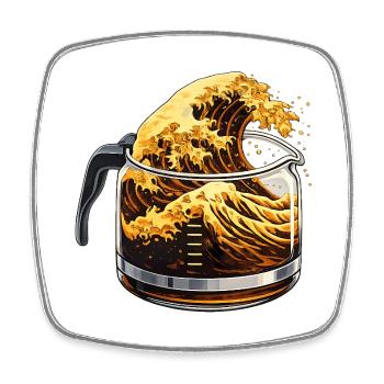 Kaffee Liebhaber Welle Kanagawa lustig - Viereckiger Kühlschrankmagnet - Weiß - Vorne