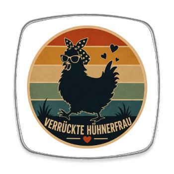 Hühnerfrau Retro - Viereckiger Kühlschrankmagnet - Weiß - Vorne